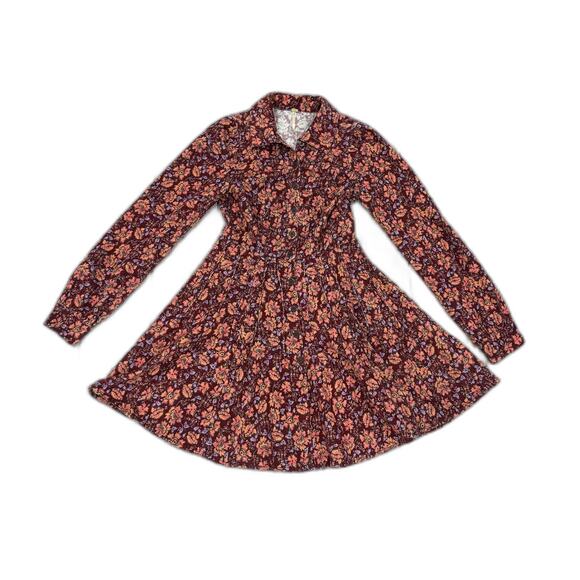 Free People Dresses & Skirts - Free People Harper Floral Corduroy Mini Dress Sleeve Button Cotton Women's 2